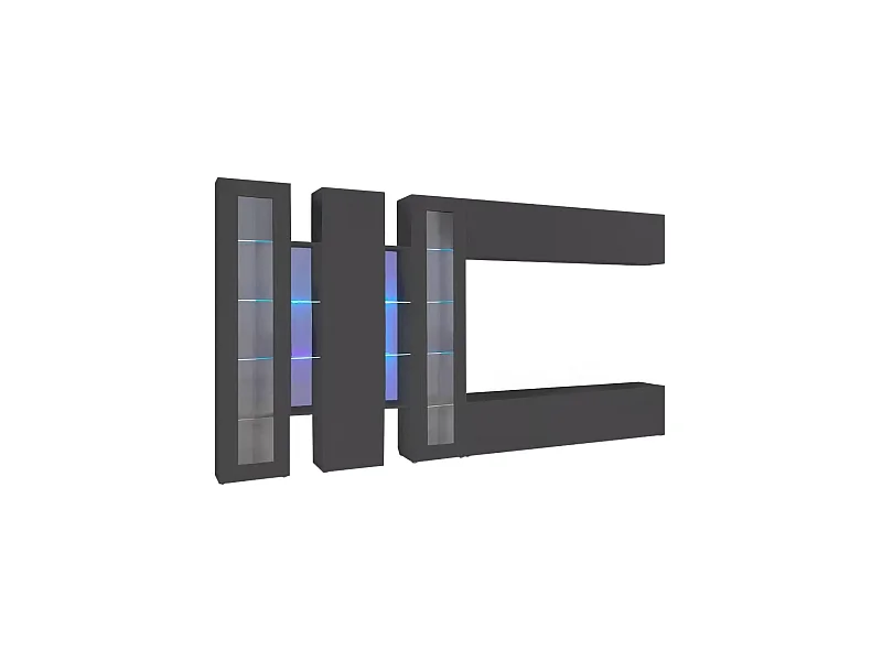 Système mural Clemente, meuble TV 5 portes, meuble de salon polyvalent, 100% Made in Italy, 340x30h180 cm, Anthracite