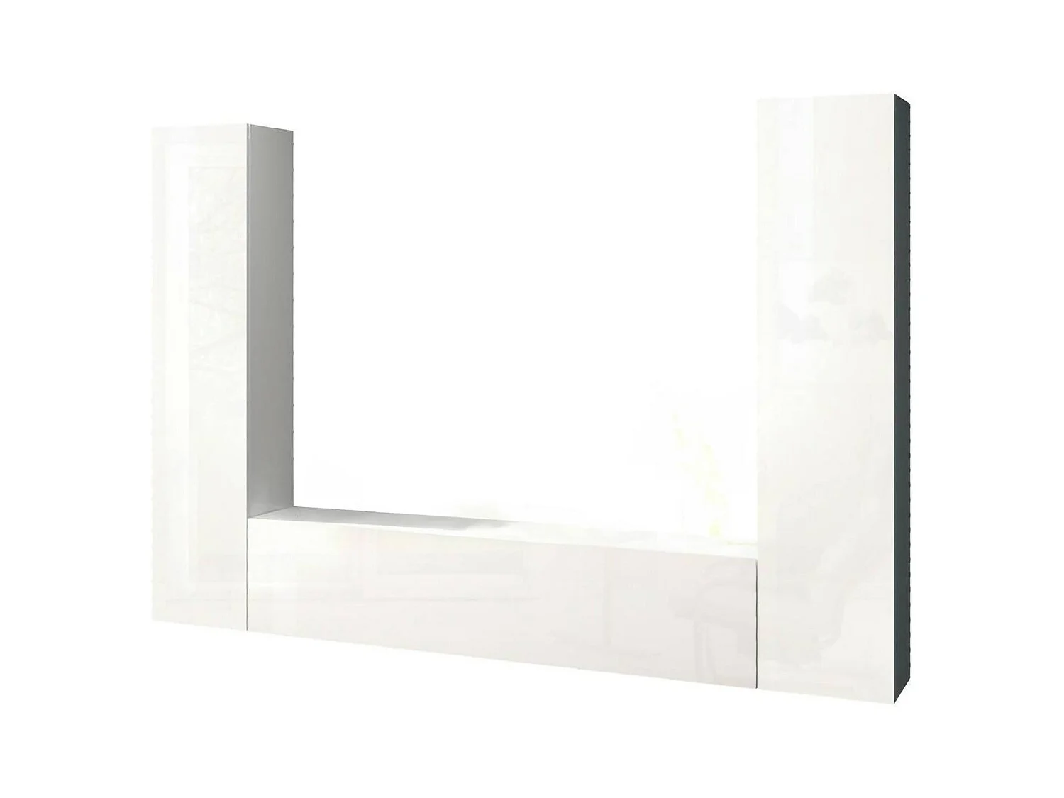 Système mural Giordano, meuble TV 3 portes, meuble de salon polyvalent, 100% Made in Italy, 260x30h180 cm, Blanc brillant