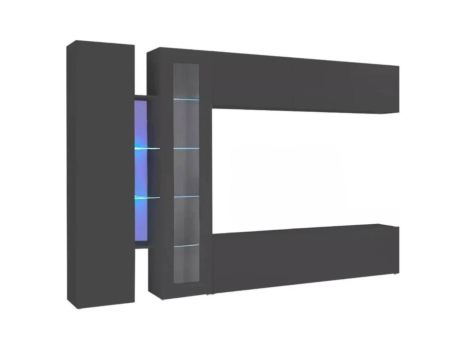 Système mural Costante, meuble TV 4 portes, meuble de salon polyvalent, 100% Made in Italy, 280x30x180 cm, Anthracite