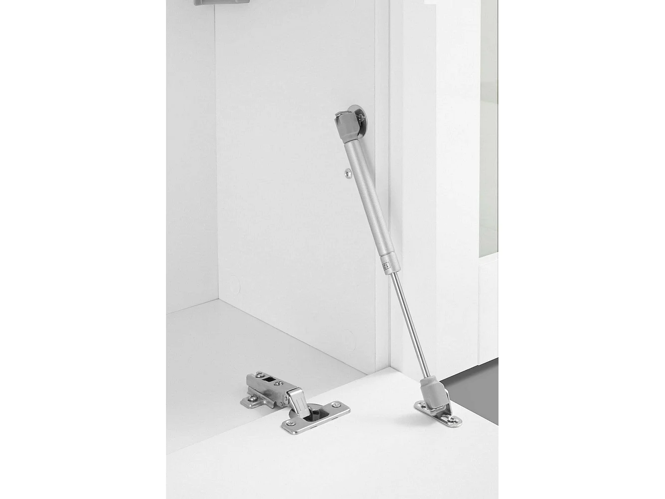 Dmora Wandmeubel Luigi 30x260x180h cm Wit Glans 11 Planken Deur- en Klepopeningen, 4 Deuren Made in Italy