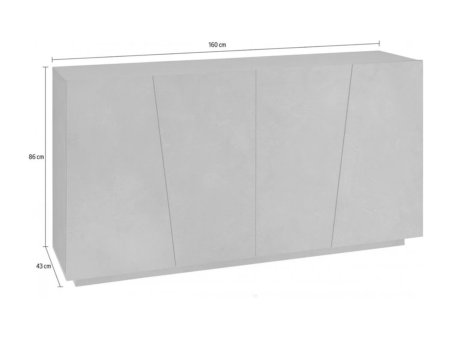 Buffet Dlisuzz, Buffet de cuisine 4 portes, Buffet de salon, 100% Made in Italy, 159x43h86 cm, Ardoise