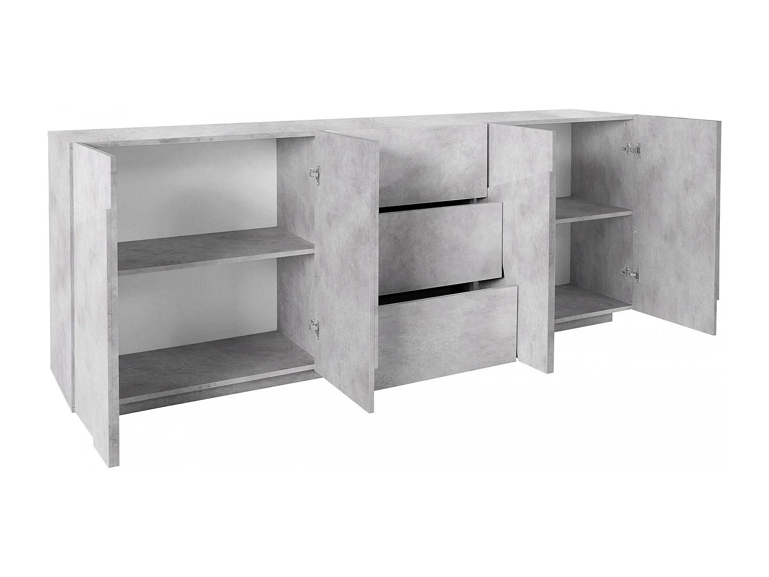 Aparador Dlanzar, aparador de cozinha 4 portas, Buffet de sala, 100% Fabricado na Itália, 162x44h86 cm, Cimento