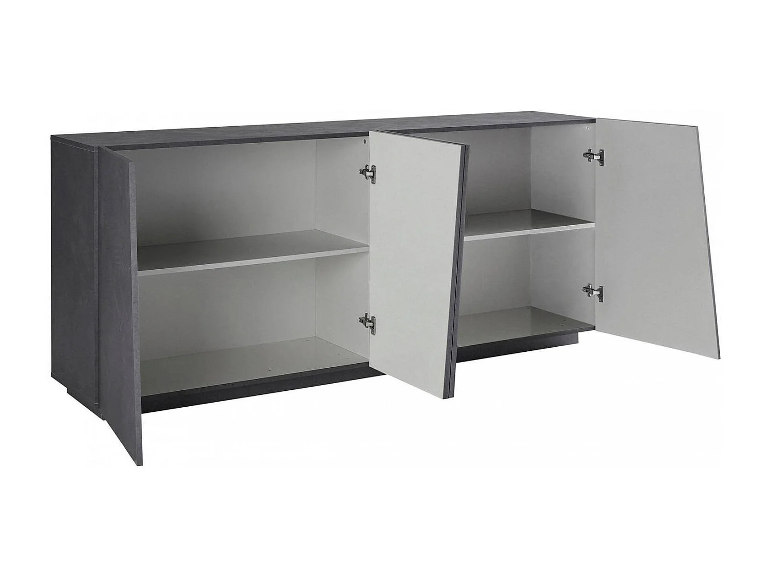 Buffet Dliguor, Buffet de cuisine 4 portes, Buffet de salon, 100% Made in Italy, 200x43h86 cm, Ardoise