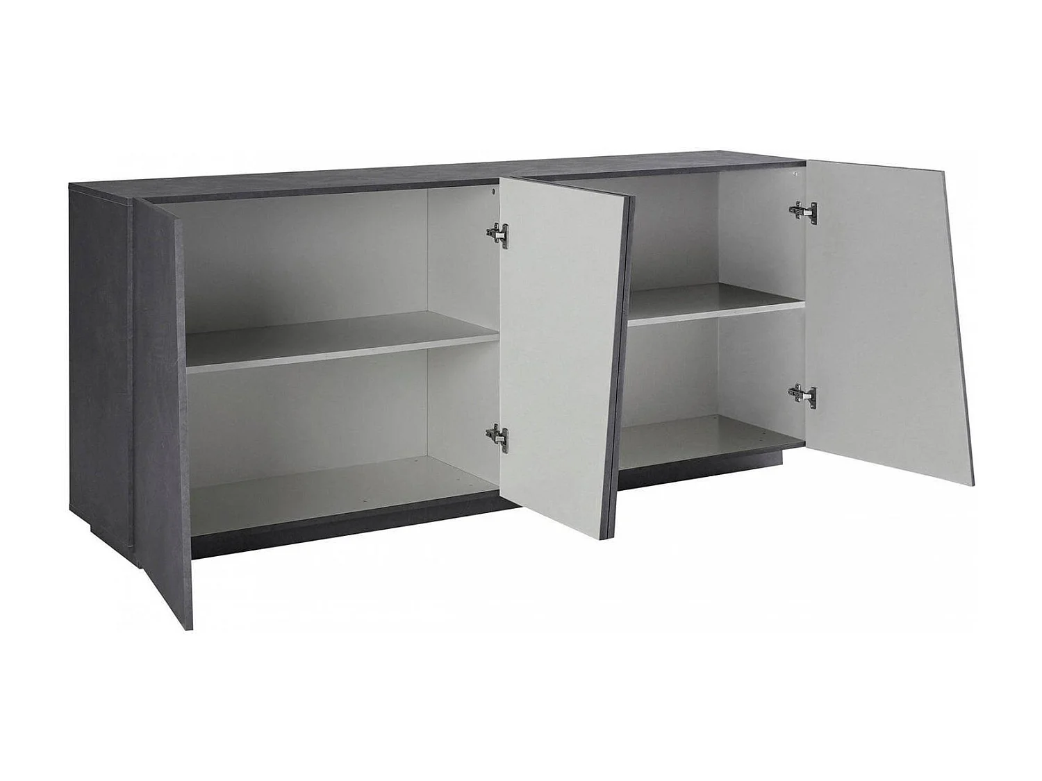 Buffet Dliguor, Buffet de cuisine 4 portes, Buffet de salon, 100% Made in Italy, 200x43h86 cm, Ardoise