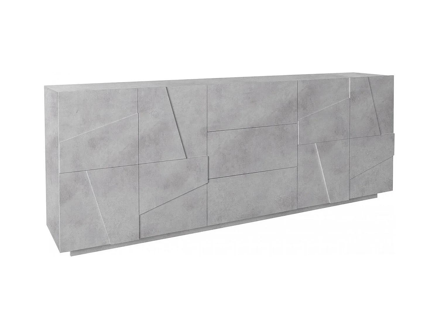 Dgut dressoir, Keukendressoir met 4 deuren en 3 laden, Woonkamerbuffet, 100% Made in Italy, 224x44h86 cm, Cement