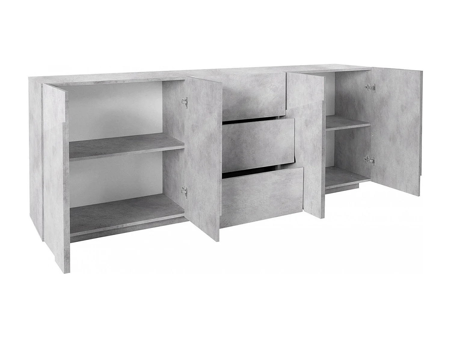 Buffet Dgut, Buffet de cuisine avec 4 portes et 3 tiroirs, Buffet de salon, 100% Made in Italy, 224x44h86 cm, Ciment