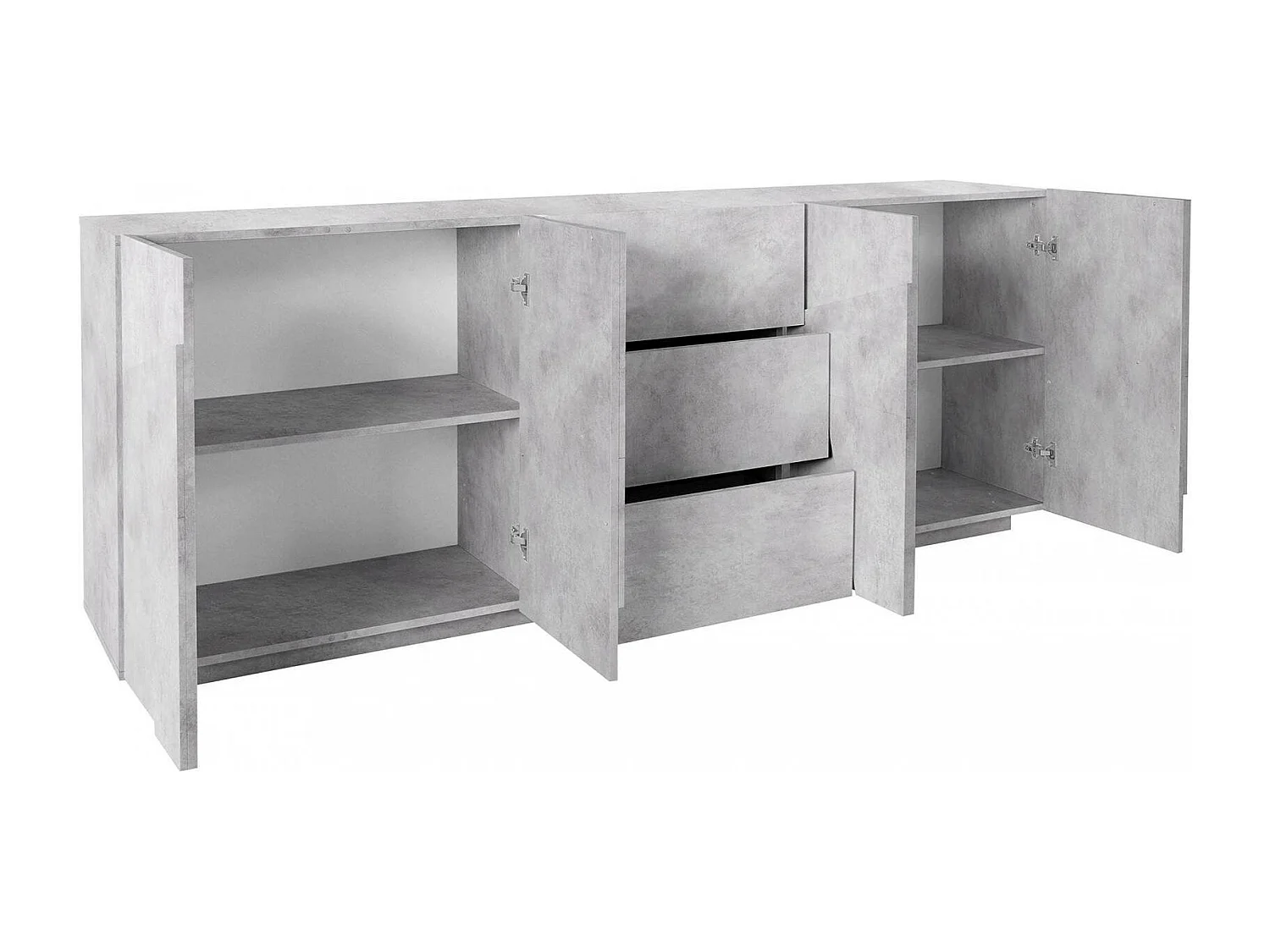 Buffet Dgut, Buffet de cuisine avec 4 portes et 3 tiroirs, Buffet de salon, 100% Made in Italy, 224x44h86 cm, Ciment