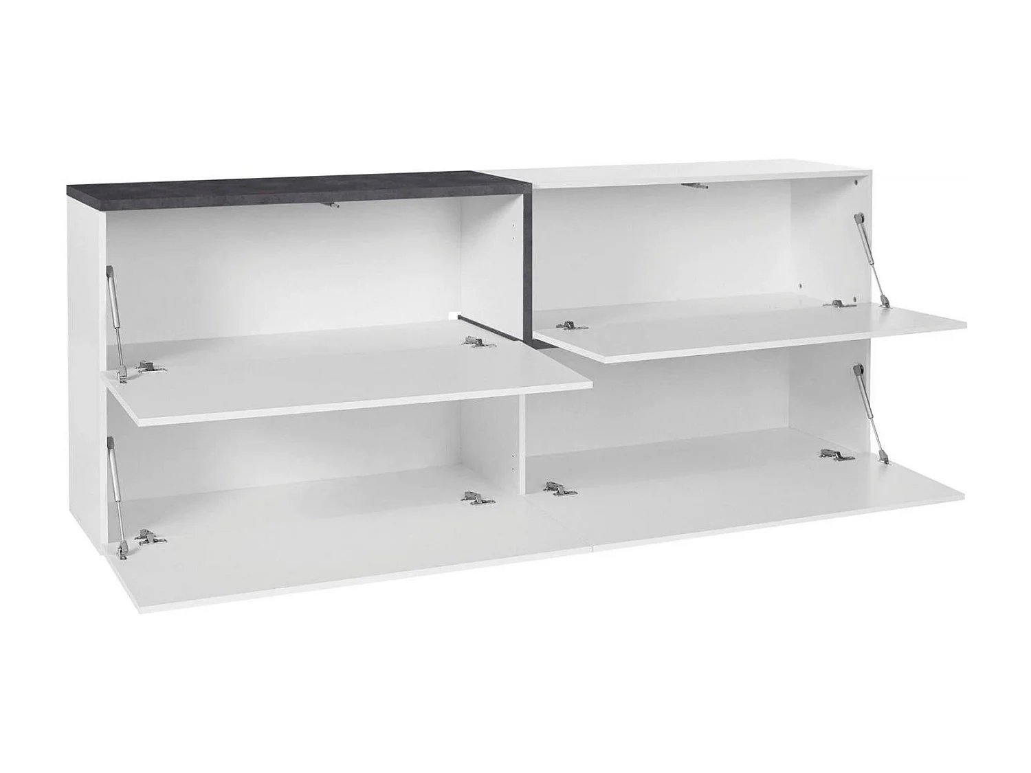 Buffet Dgels, Buffet de cuisine, Buffet de salon, 100% Made in Italy, 210x40h80 cm, Blanc brillant et ardoise