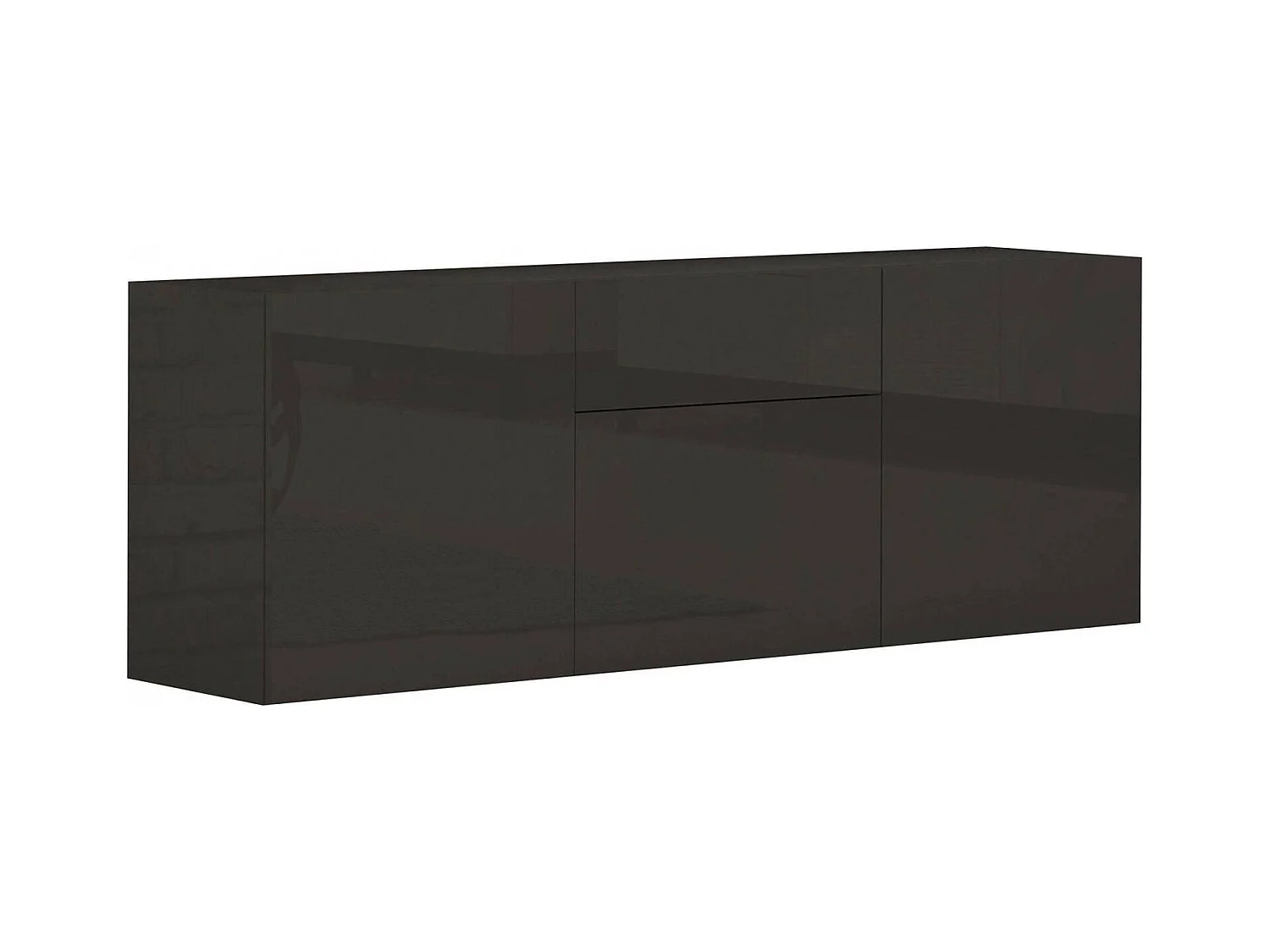 Buffet Dmobil, Buffet de cuisine avec 3 portes et 1 tiroir, Buffet de salon, 100% Made in Italy, 170x40h35 cm, Anthracite Brillant