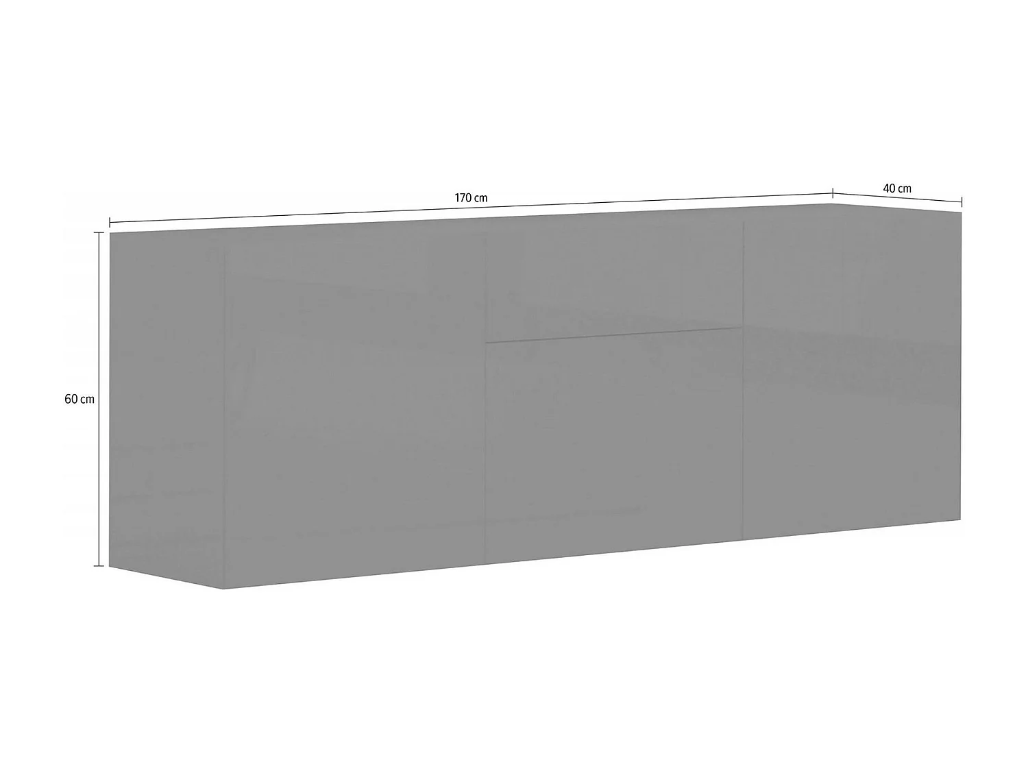 Dmora - Credenza Arina, cm 170x40h35, Antracite lucido