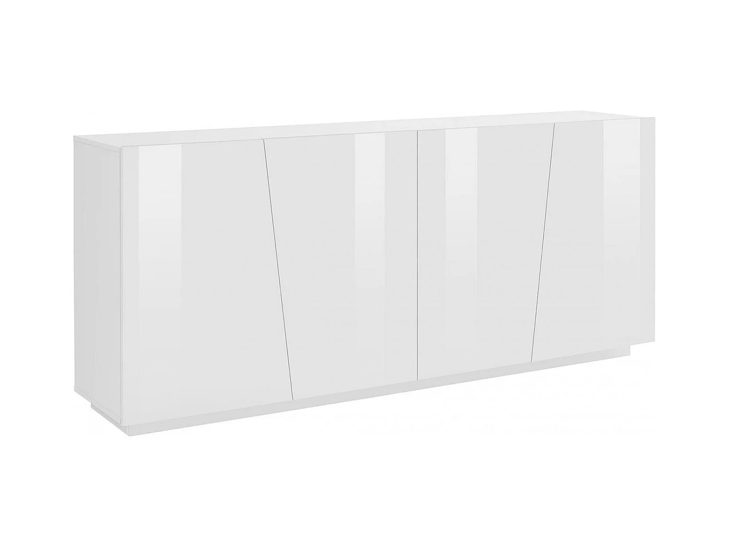 Buffet Dliguor, Buffet de cuisine 4 portes, Buffet de salon, 100% Made in Italy, 200x43h86 cm, Blanc brillant