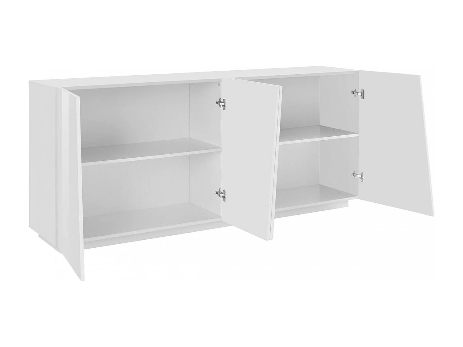 Buffet Dliguor, Buffet de cuisine 4 portes, Buffet de salon, 100% Made in Italy, 200x43h86 cm, Blanc brillant