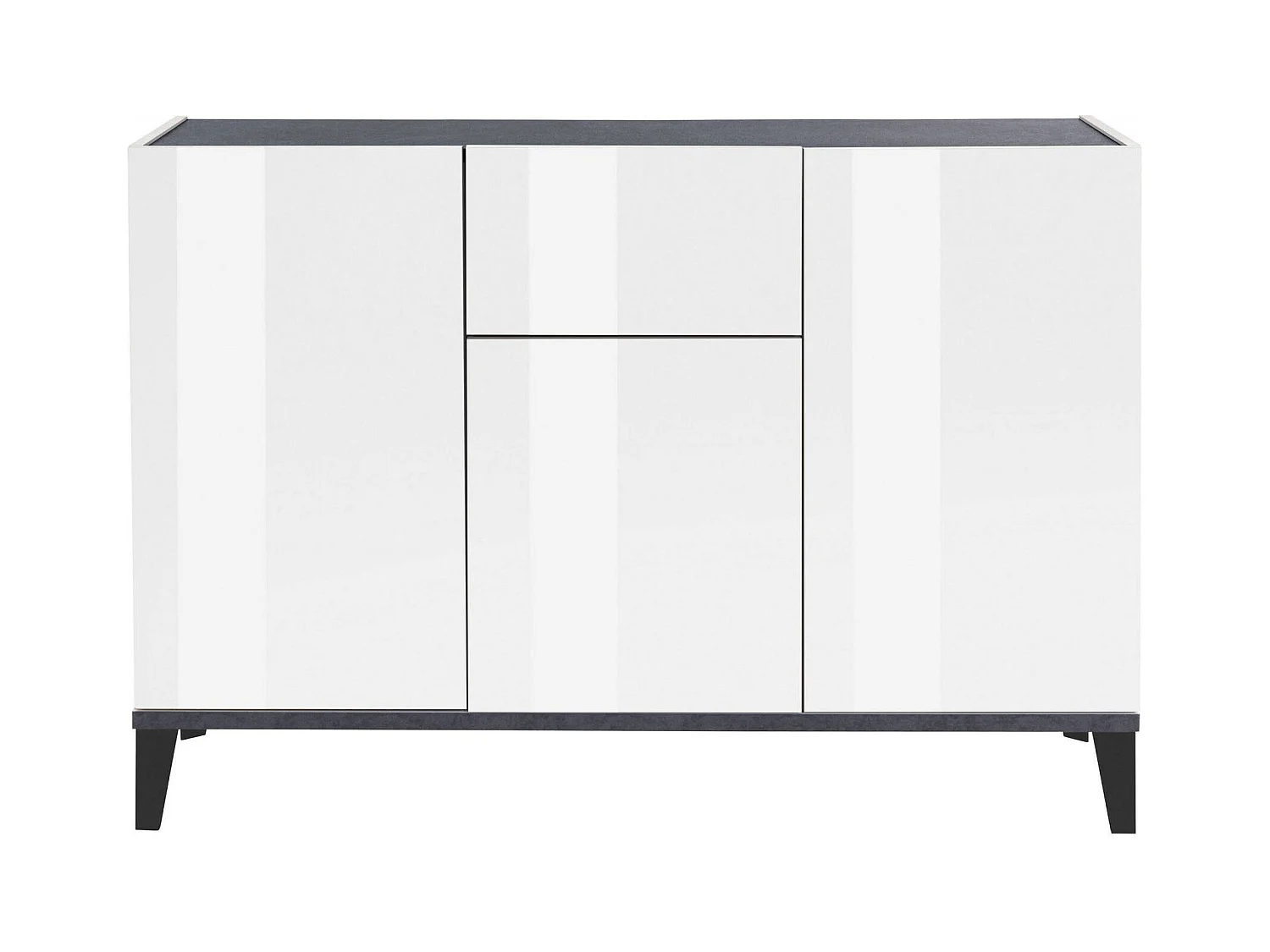 Buffet Ddybal, Buffet de cuisine avec 3 portes et 1 tiroir, Buffet de salon, Buffet de cuisine, 100% Made in Italy, 120x40h82 cm, Blanc brillant et ardoise