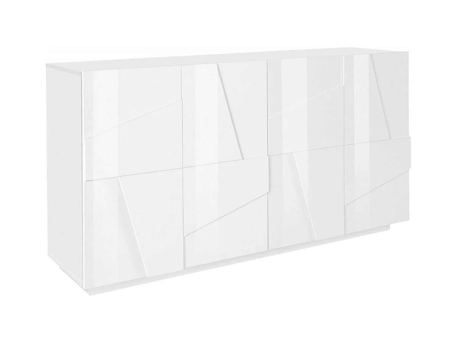 Buffet Dlanzar, Buffet de cuisine 4 portes, Buffet de salon, 100% Made in Italy, 162x44h86 cm, Blanc brillant