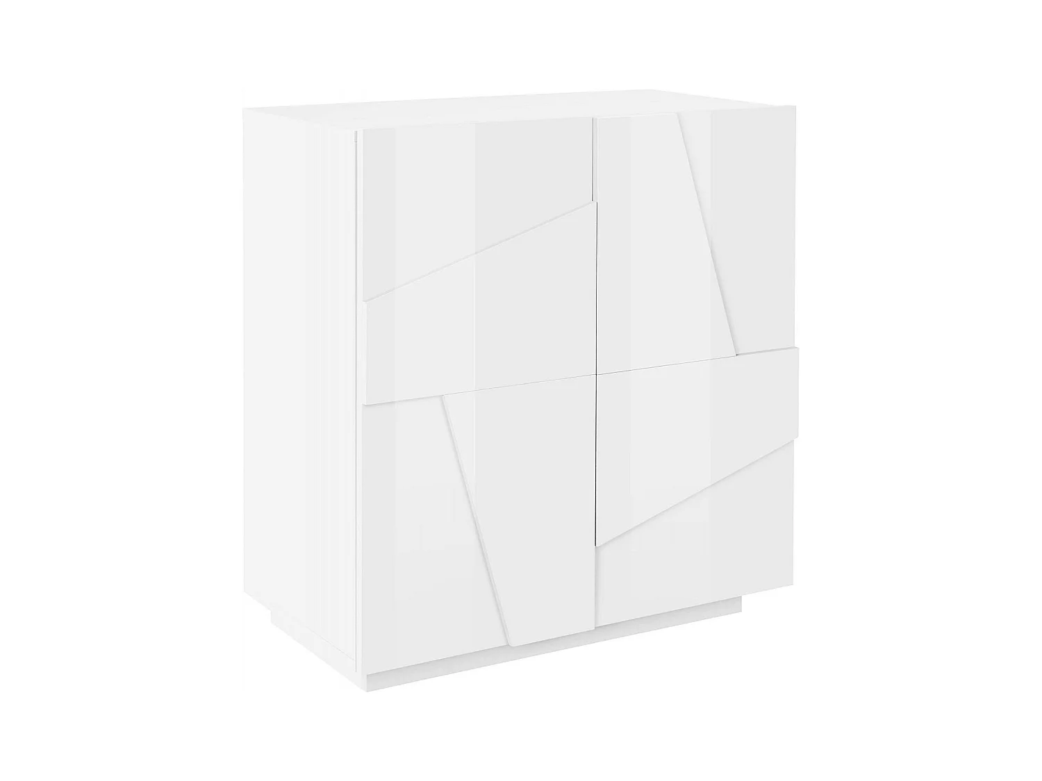 Buffet Dmalcui, Buffet de cuisine avec 2 portes, Buffet de salon, 100% Made in Italy, 81x44h86 cm, Blanc brillant
