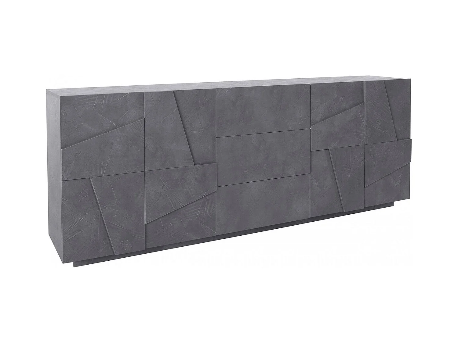 Buffet Dgut, Buffet de cuisine avec 4 portes et 3 tiroirs, Buffet de salon, 100% Made in Italy, 224x44h86 cm, Ardoise