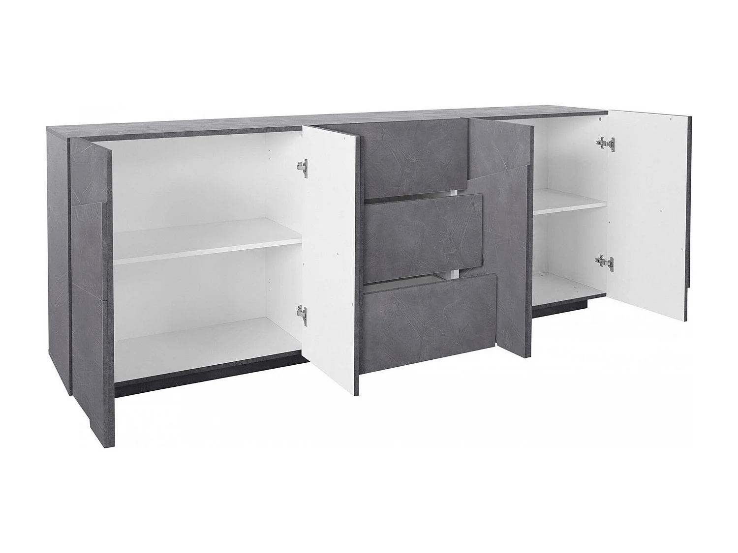 Dgut dressoir, Keukendressoir met 4 deuren en 3 laden, Woonkamerbuffet, 100% Made in Italy, 224x44h86 cm, Leisteen