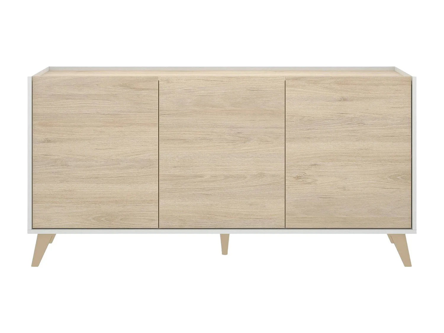 Sideboard Dadop, Buffet für Wohnzimmer, Modernes Sideboard für Wohnzimmer mit 3 Türen, 155x43h75 cm, Eiche und WeiÃŸ