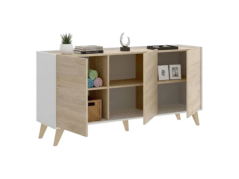 Credenza Afrodite, 3 Ripiani, 43x155x75h cm Bianco, Madia