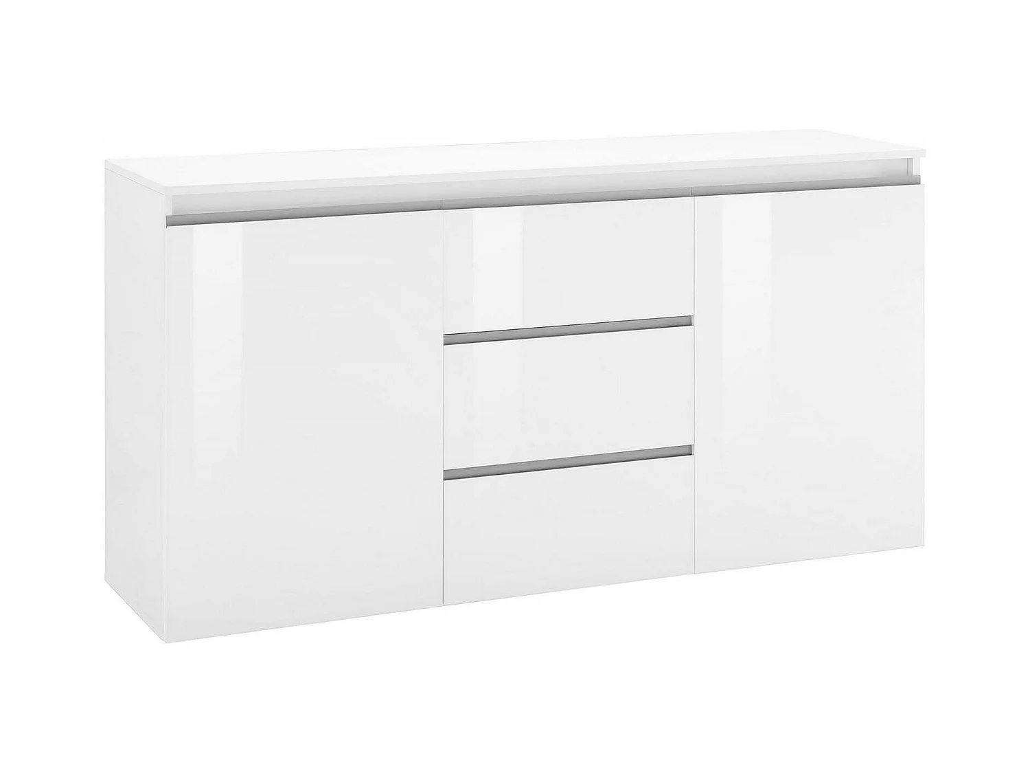Buffet Dcaccam, Buffet design avec 2 portes et 3 tiroirs, Buffet de salon, Buffet de cuisine, 100% Made in Italy, 150x40h81 cm, Blanc brillant