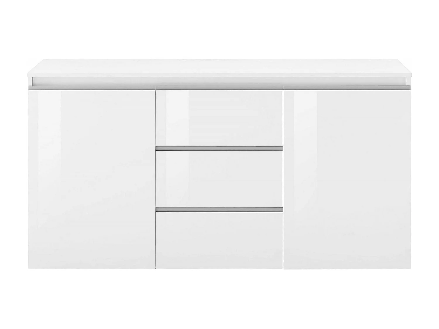 Buffet Dcaccam, Buffet design avec 2 portes et 3 tiroirs, Buffet de salon, Buffet de cuisine, 100% Made in Italy, 150x40h81 cm, Blanc brillant