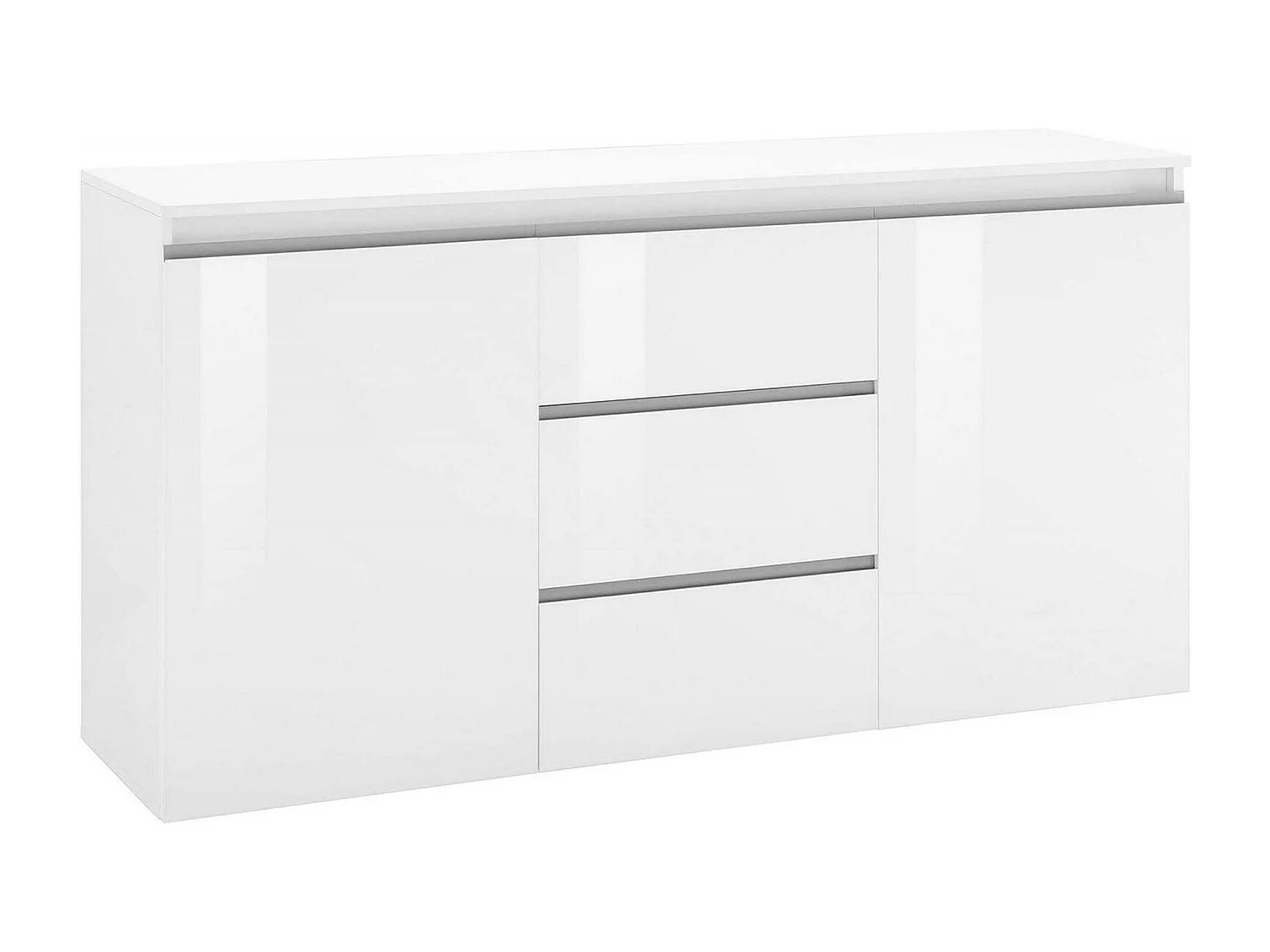 Dmora - Credenza Amoco, cm 150x40h81, Bianco lucido