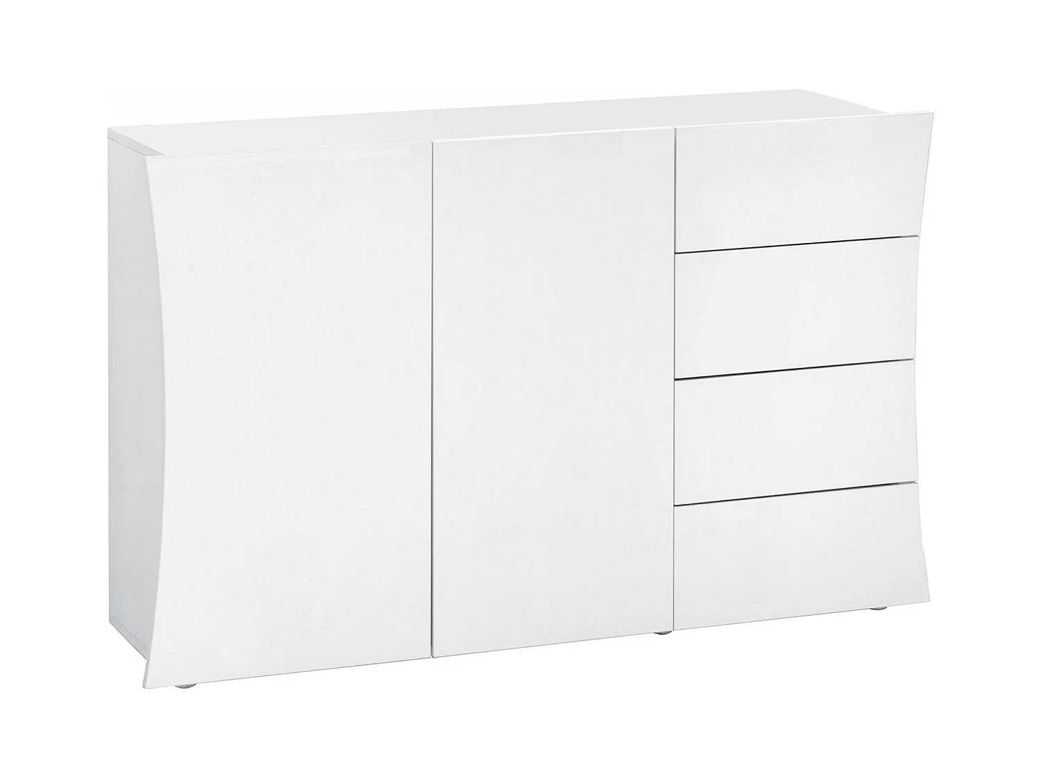 Buffet Dmogno, Buffet de cuisine avec 2 portes et 4 tiroirs, Buffet de salon, 100% Made in Italy, 124x40h82 cm, Blanc brillant