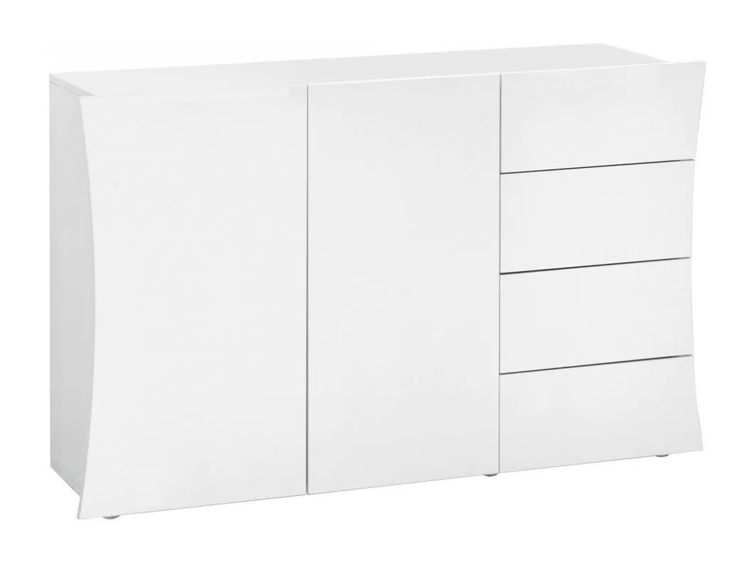 Kauf Unique Kommode Dmogno, Küchen-Sideboard mit 2 Türen und 4 Schubladen, Wohnzimmer-Buffet, 100 % Made in Italy, cm 124x40h82, glänzend weiß