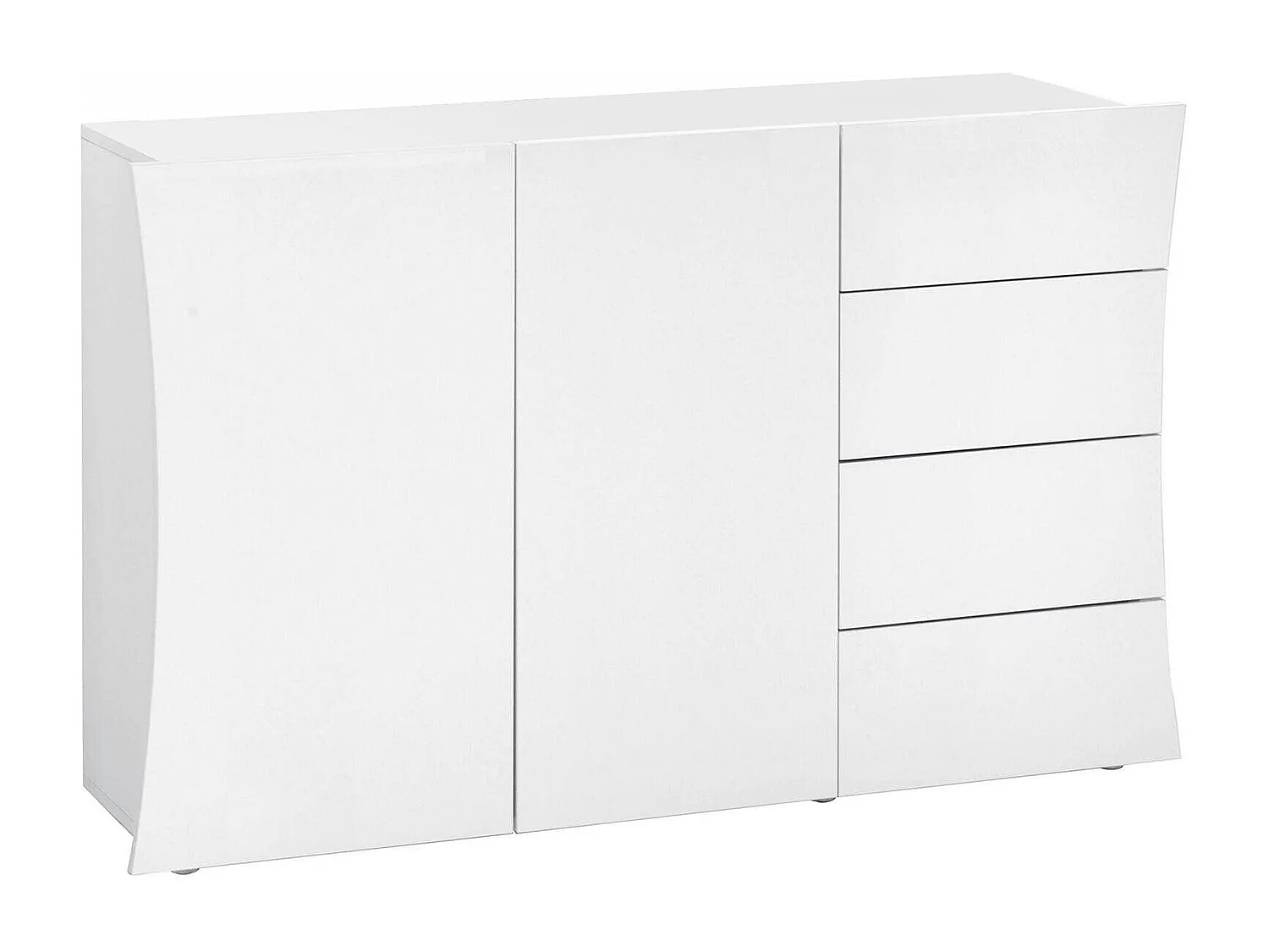 Buffet Dmogno, Buffet de cuisine avec 2 portes et 4 tiroirs, Buffet de salon, 100% Made in Italy, 124x40h82 cm, Blanc brillant