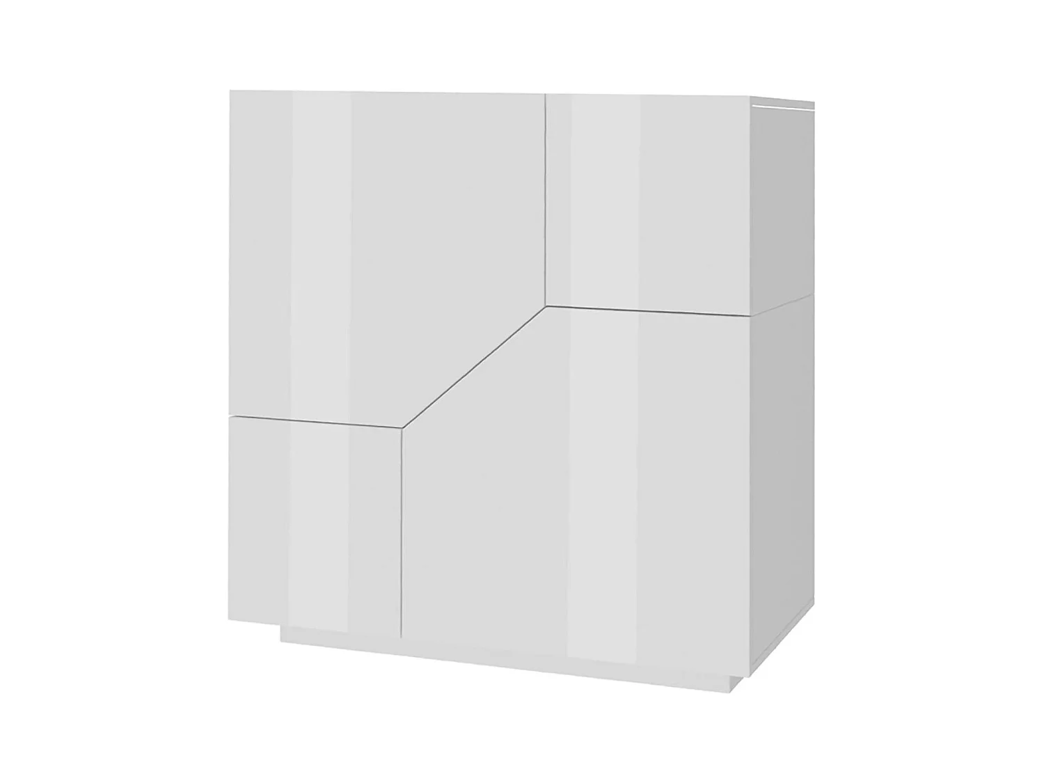Buffet Dkoud, Buffet de cuisine 2 portes, Buffet de salon, 100% Made in Italy, 100x43h106 cm, Blanc brillant