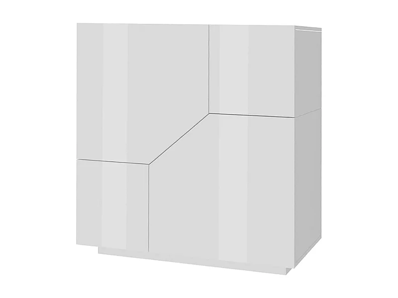 Dkoud dressoir, Keukendressoir met 2 deuren, Woonkamerbuffet, 100% Made in Italy, 100x43h106 cm, Glanzend wit