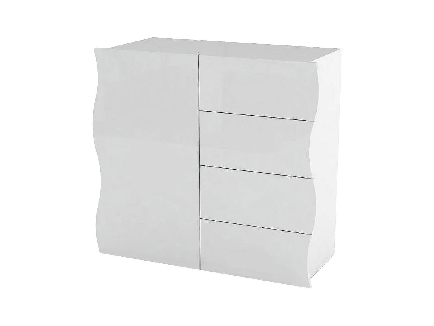 Buffet Derli, Buffet de cuisine avec 4 portes et 1 tiroir, Buffet de salon, 100% Made in Italy, 90x40h81 cm, Blanc brillant