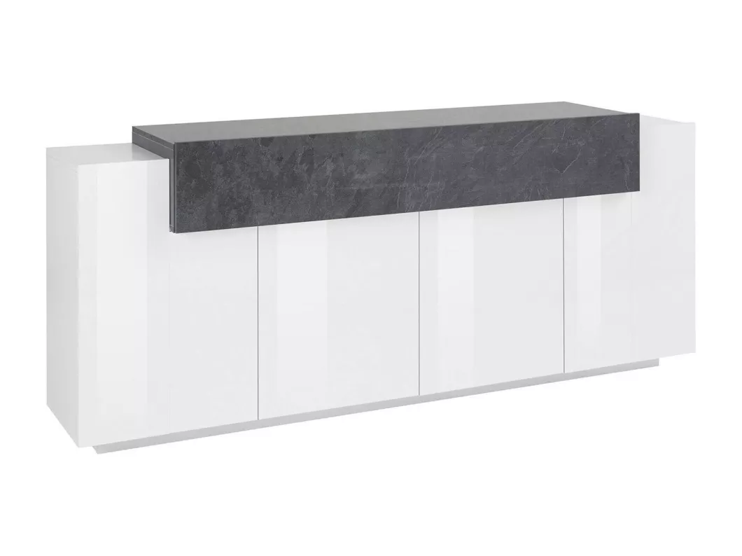 Kauf Unique Kommode Dgerl, Küchen-Sideboard mit 4 Türen, Wohnzimmer-Buffet, 100% Made in Italy, cm 200x45h86, glänzend weiß und Schiefer