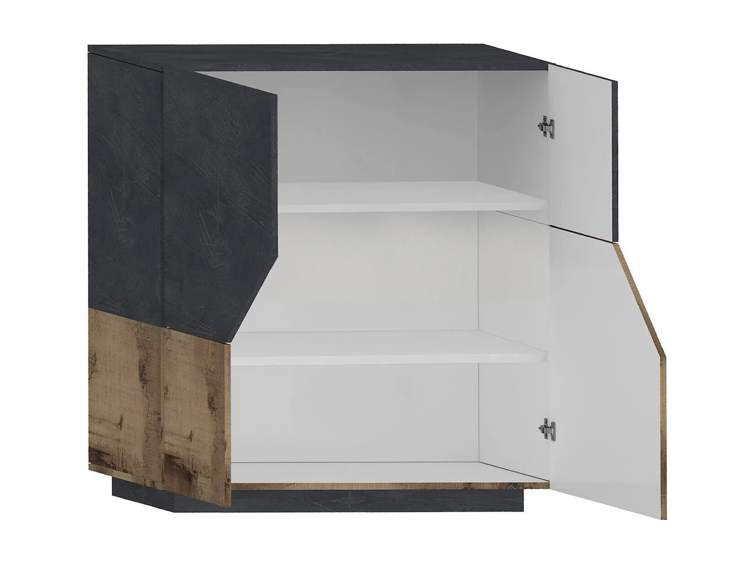 Dkoud Dressoir, Keukendressoir met 2 deuren, Woonkamerbuffet, 100% Made in Italy, 100x43h106 cm, Leisteen en Esdoorn
