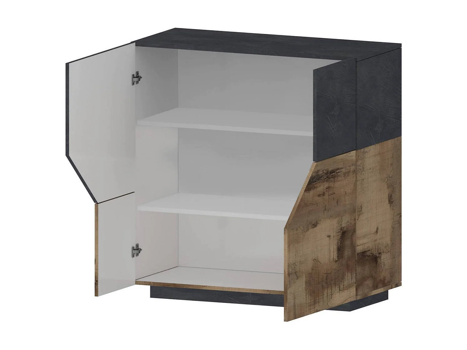 Dkoud Dressoir, Keukendressoir met 2 deuren, Woonkamerbuffet, 100% Made in Italy, 100x43h106 cm, Leisteen en Esdoorn