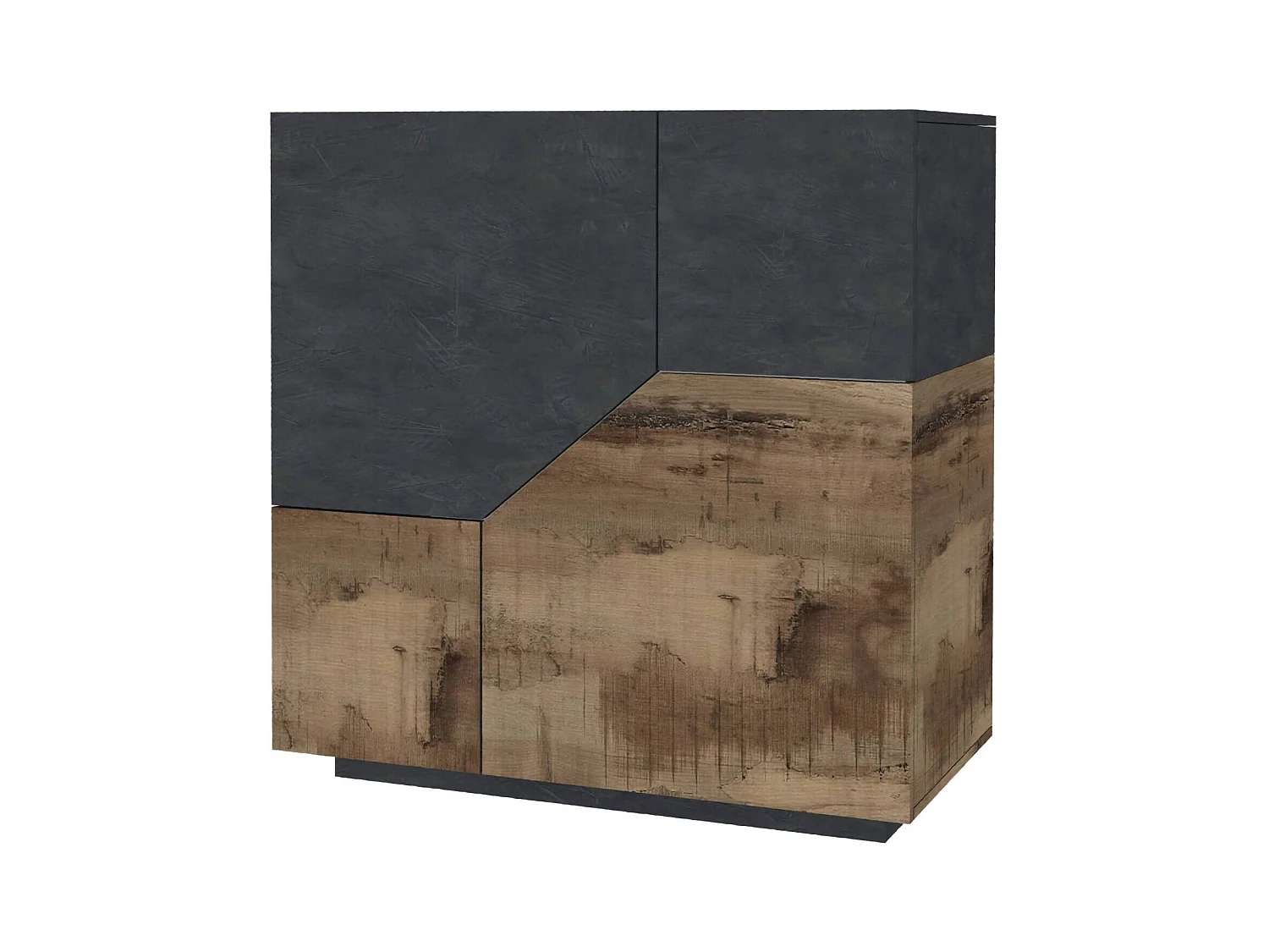 Buffet Dkoud, Buffet de cuisine 2 portes, Buffet de salon, 100% Made in Italy, 100x43h106 cm, Ardoise et Érable