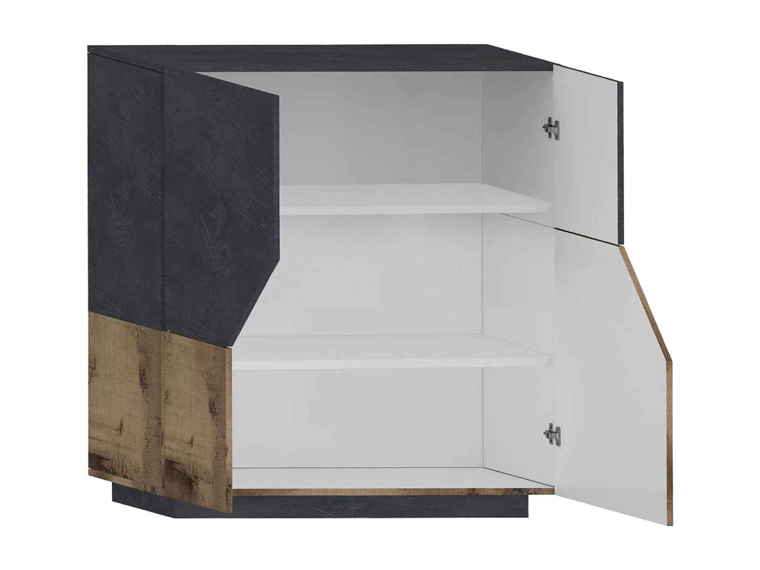 Dkoud Dressoir, Keukendressoir met 2 deuren, Woonkamerbuffet, 100% Made in Italy, 100x43h106 cm, Leisteen en Esdoorn