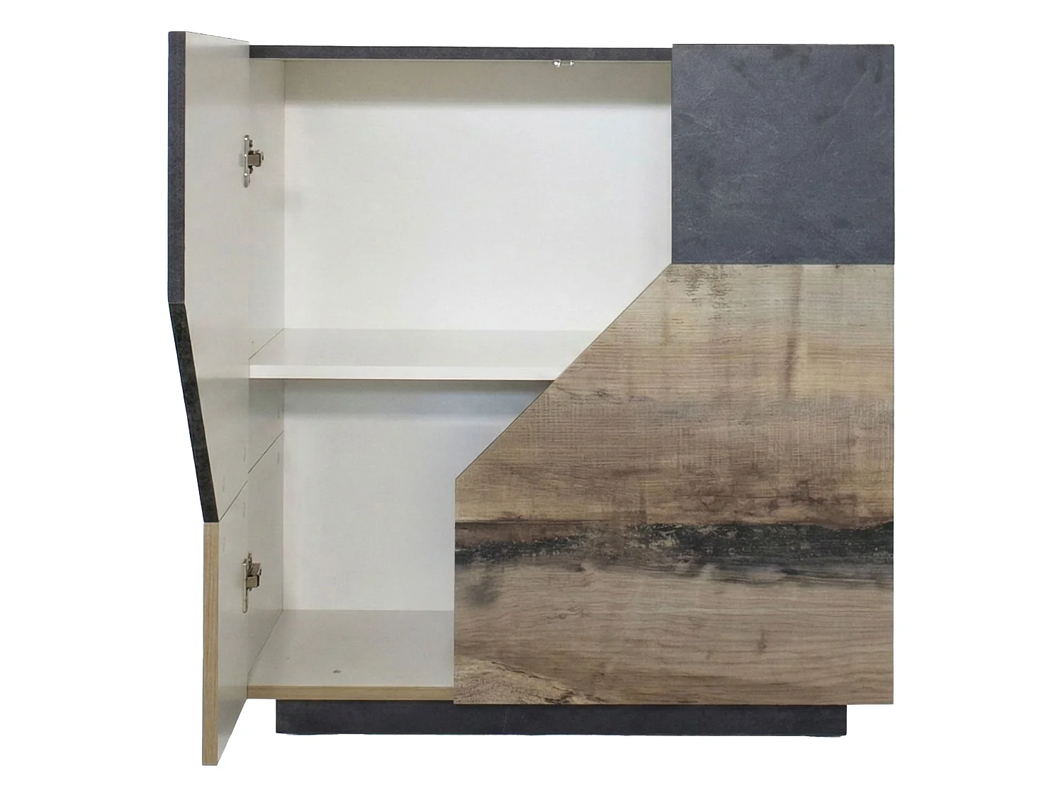 Dkoud Dressoir, Keukendressoir met 2 deuren, Woonkamerbuffet, 100% Made in Italy, 100x43h106 cm, Leisteen en Esdoorn