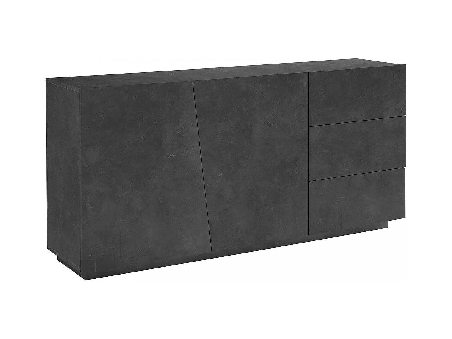 Dfogli dressoir, Keukendressoir met 2 deuren en 3 laden, Woonkamerbuffet, 100% Made in Italy, 180x43h86 cm, Leisteen