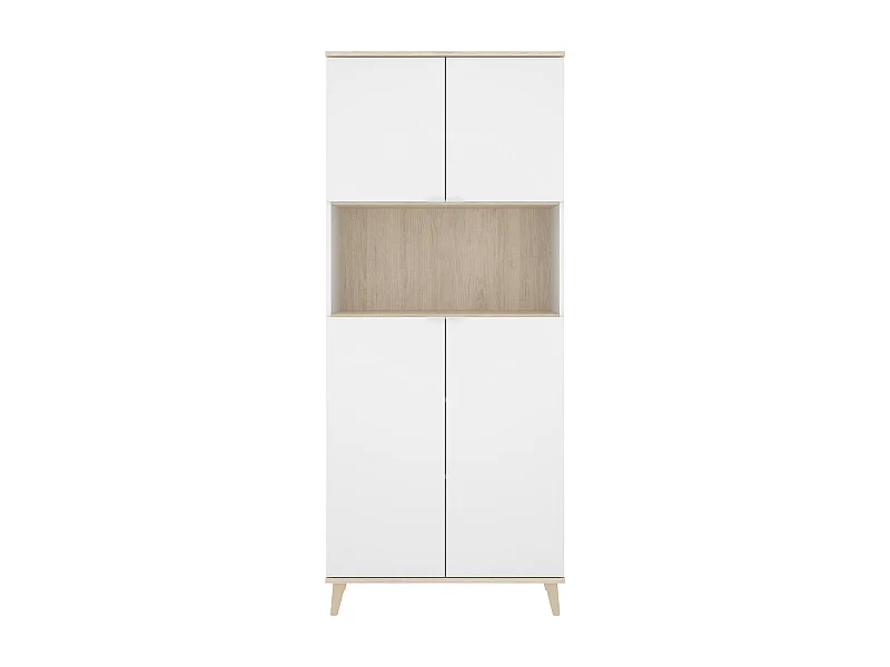 Dmora - Credenza Acura, 80x40h191 cm, Bianco e Rovere