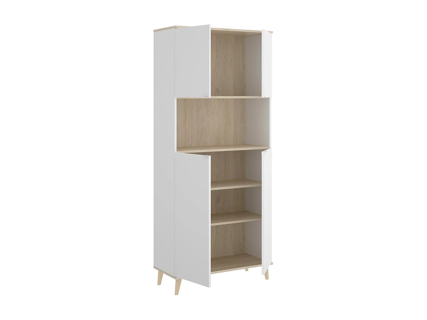Dmora - Credenza Acura, 80x40h191 cm, Bianco e Rovere