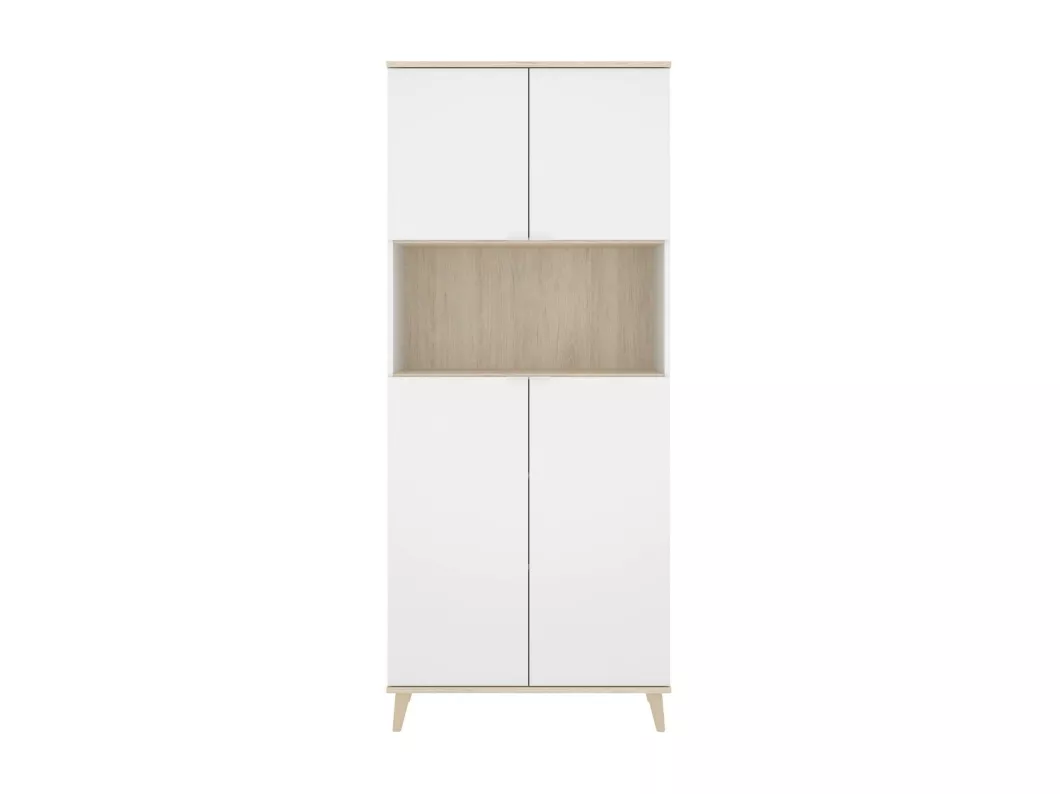 Kauf Unique Sideboard Dmerka, Wohnzimmer-Pantry-Buffet, modernes Wohnzimmer-Sideboard mit 4 Türen, 80 x 40 x 191 cm, Weiß und Eiche