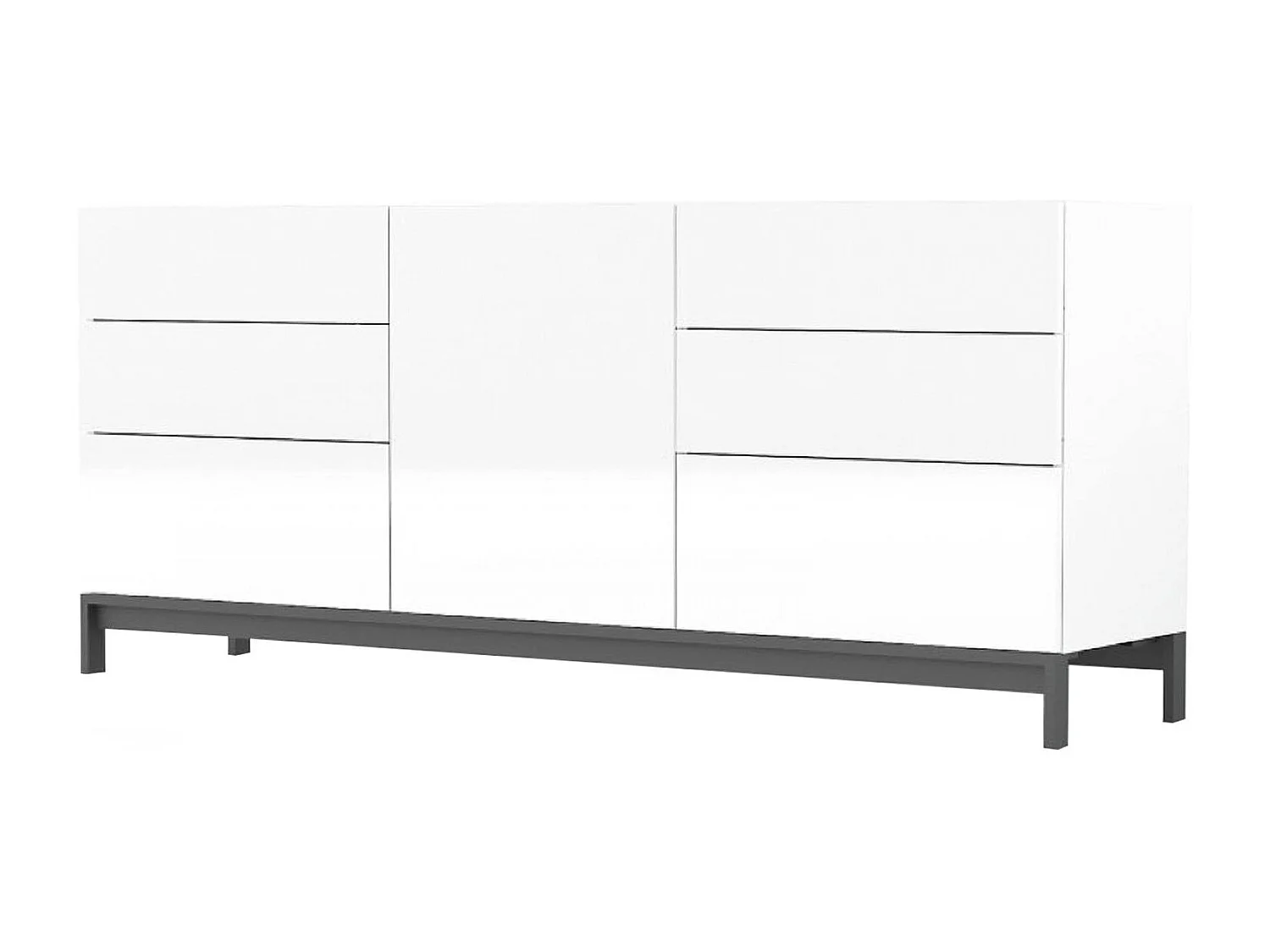 Dmora - Credenza Pirite, cm 170x40h73, Bianco lucido