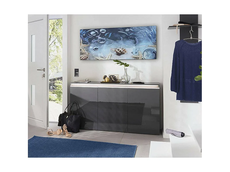 Dmora - Credenza Andesina, cm 150x40h81, Antracite lucido