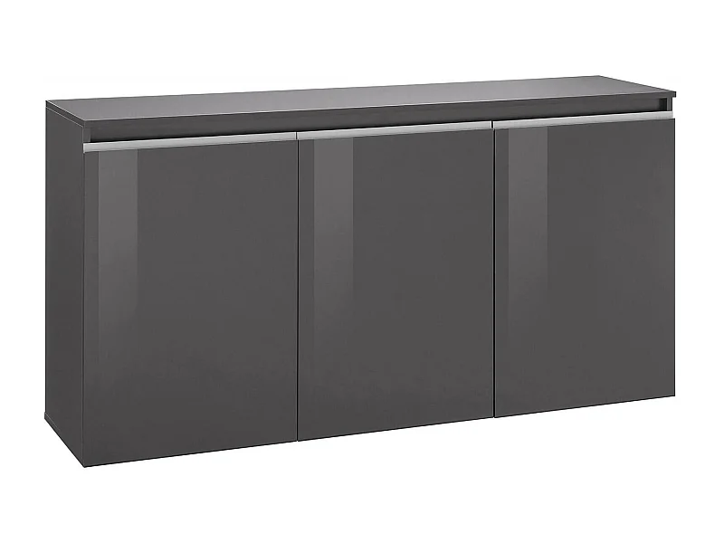 Buffet Dlun, Buffet de cuisine 3 portes, Buffet de salon, 100% Made in Italy, 150x40h81 cm, Anthracite Brillant