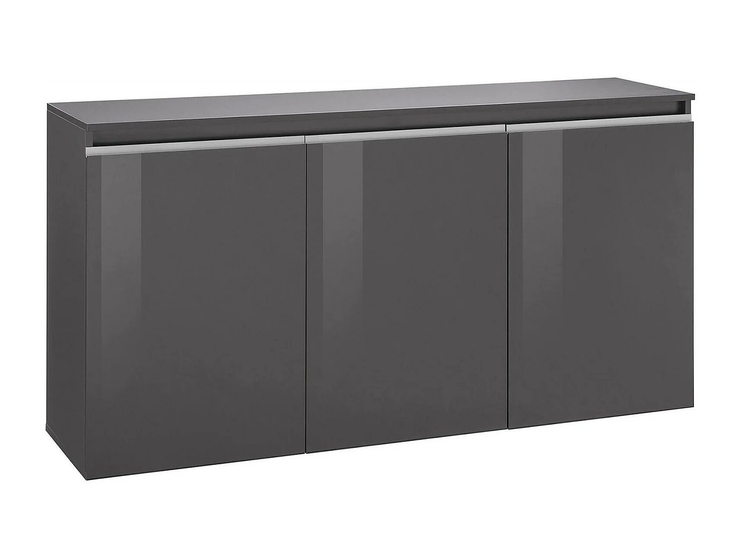Dlun dressoir, 3-deurs keukendressoir, Woonkamerbuffet, 100% Made in Italy, 150x40h81 cm, Glanzend antraciet