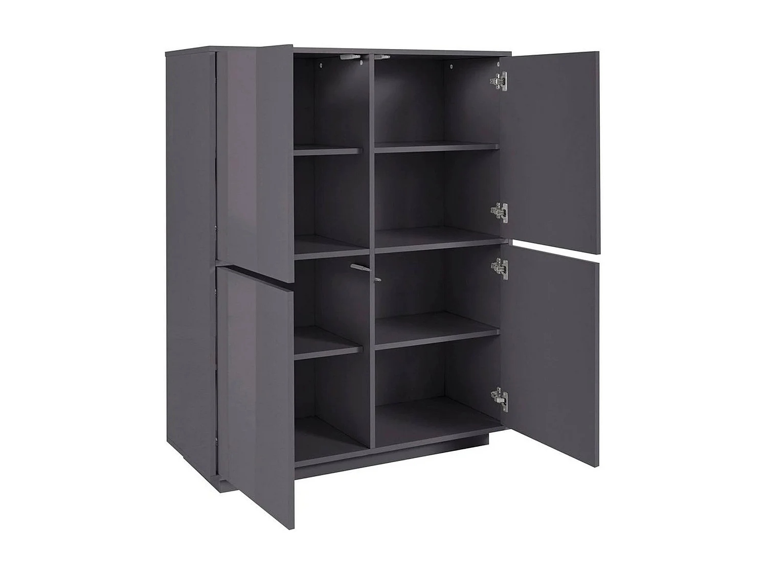 Buffet Dpaci, Buffet de cuisine 4 portes, Buffet de salon, 100% Made in Italy, 100x41h126 cm, Anthracite Brillant