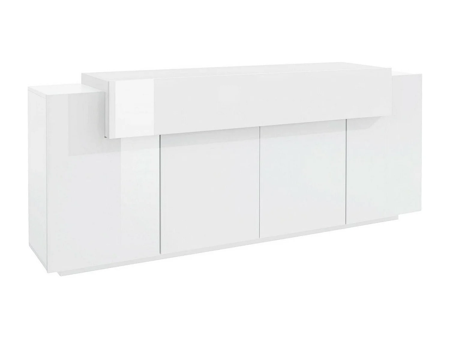 Dgerl dressoir, 4-deurs keukendressoir, Woonkamerbuffet, 100% Made in Italy, 220x45h86 cm, Glanzend wit