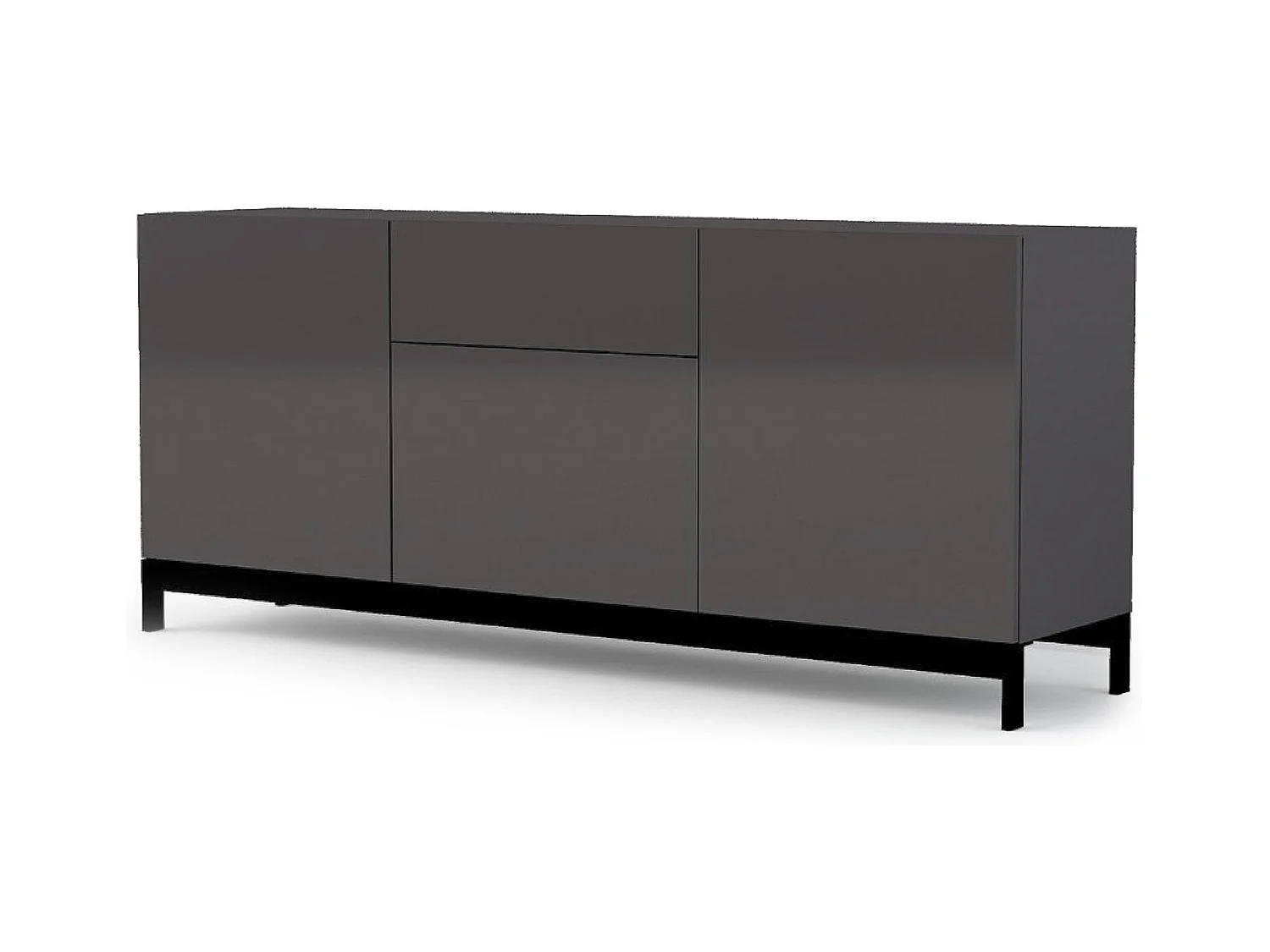Buffet Dmitol, Buffet de cuisine avec 3 portes et 1 tiroir, Buffet de salon, 100% Made in Italy, 170x40h47 cm, Anthracite Brillant