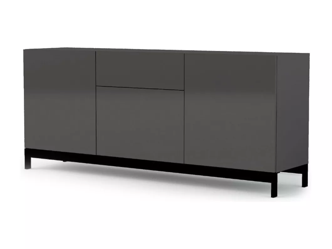 Kauf Unique Kommode Dmitol, Küchen-Sideboard mit 3 Türen und 1 Schublade, Wohnzimmer-Buffet, 100 % Made in Italy, cm 170x40h47, Anthrazit glänzend